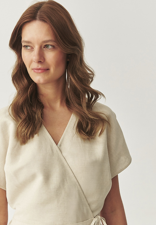 ENVELOPE DRESS WITH LINEN - AMANI 1 ENVELOPE DRESS WITH LINEN - AMANI 1 BEŻOWY 4