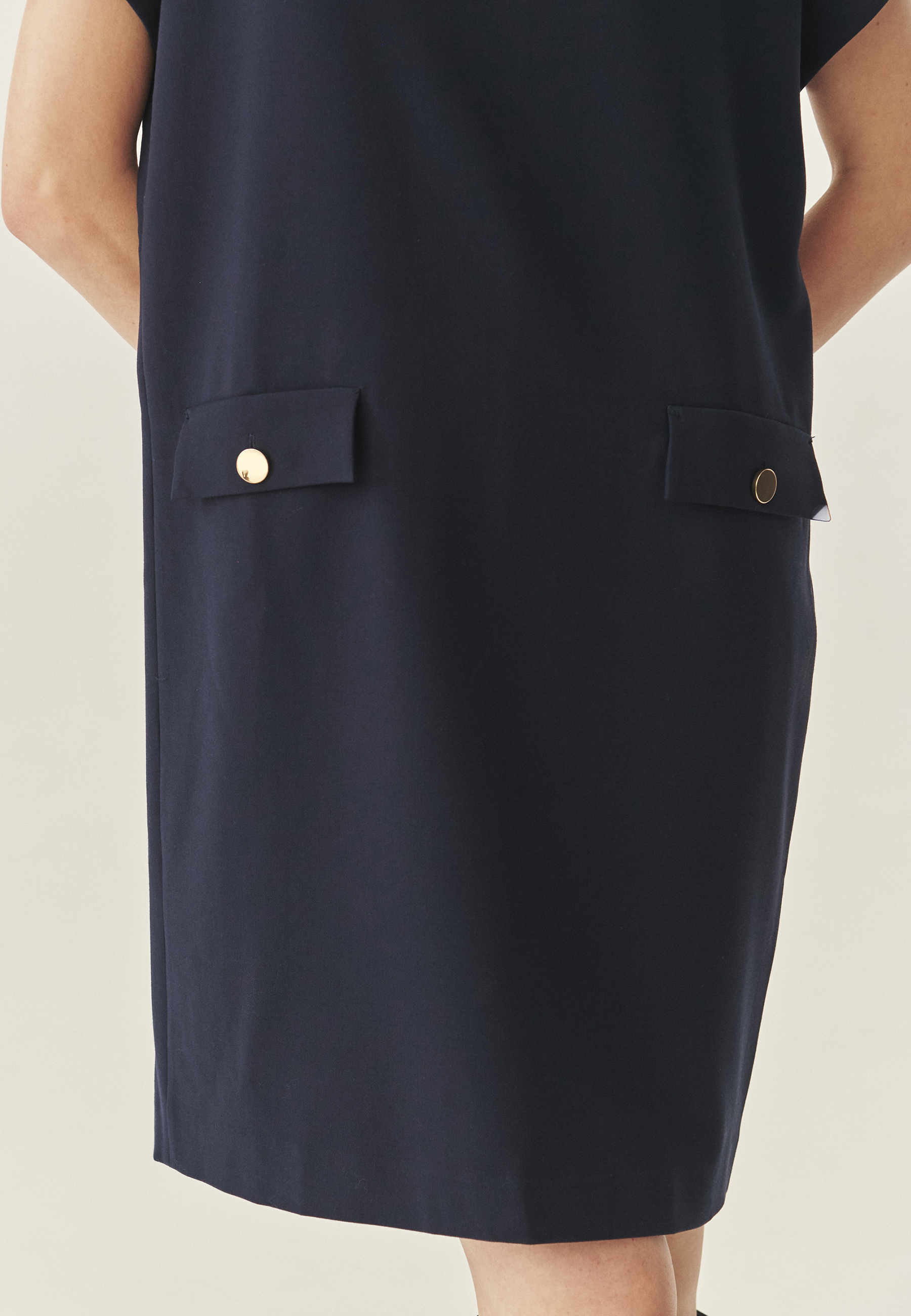 ROCHIE DIN ȚESĂTURĂ, CU BUZUNARE DECORATIVE - MENIRKO BLEUMARIN 2