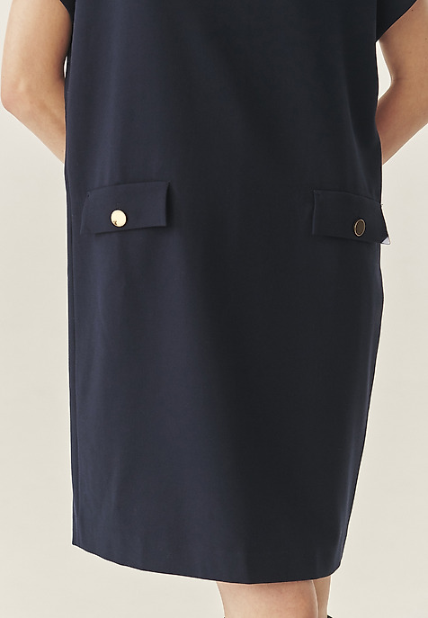 LADIES’ DRESS WITH DECORATIVE POCKETS - MENIRKO NAVY BLUE 2