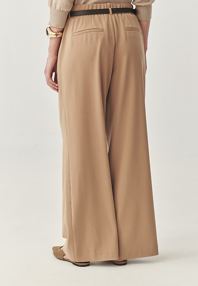 WOVEN TROUSERS WITH A BELT AND WIDE LEGS - FEDORA WOVEN TROUSERS WITH A BELT AND WIDE LEGS - FEDORA BEIGE 3