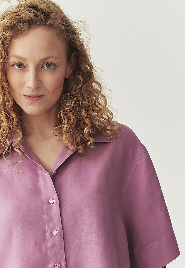 SHORT-SLEEVED LINEN SHIRT - SINES SHORT-SLEEVED LINEN SHIRT - SINES FIOLETOWY 5