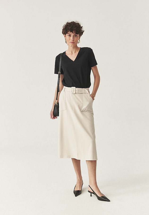 FUSTĂ MIDI CASUAL CU BRICHI - ORMITE FUSTĂ MIDI CASUAL CU BRICHI - ORMITE BEJ 2