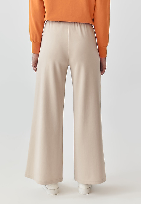 LADIES’ WIDE LEG TROUSERS - NAKE BEIGE 2