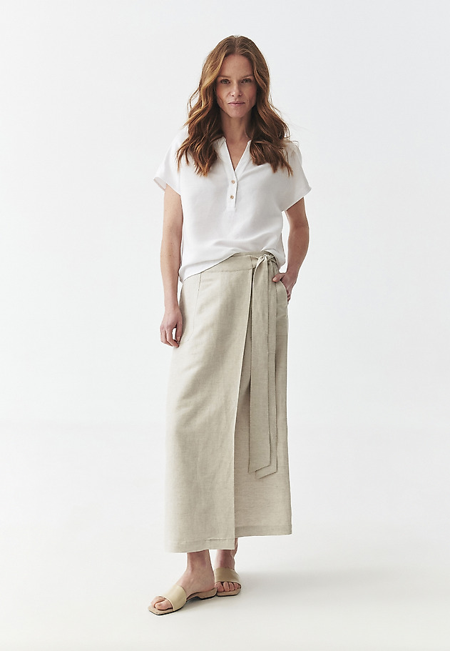 ENVELOPE SKIRT IN LINEN AND VISCOSE - RITIS ENVELOPE SKIRT IN LINEN AND VISCOSE - RITIS BEŻOWY 1
