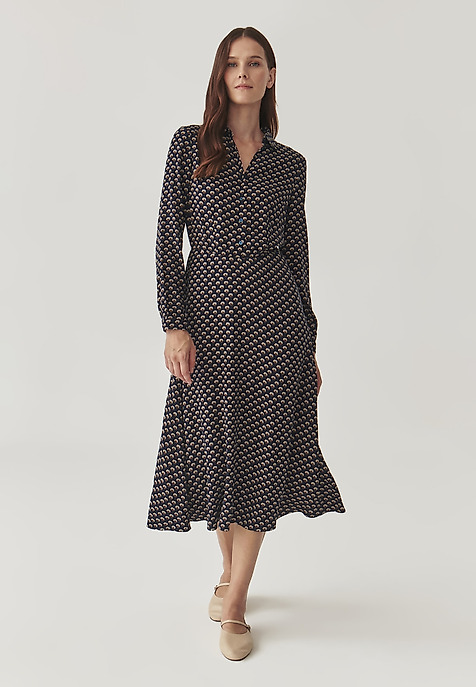 LADIES’ LONG PATTERNED DRESS IN GEOMETRIC PATTERN - RIWI 1 MULTICOLOR 2