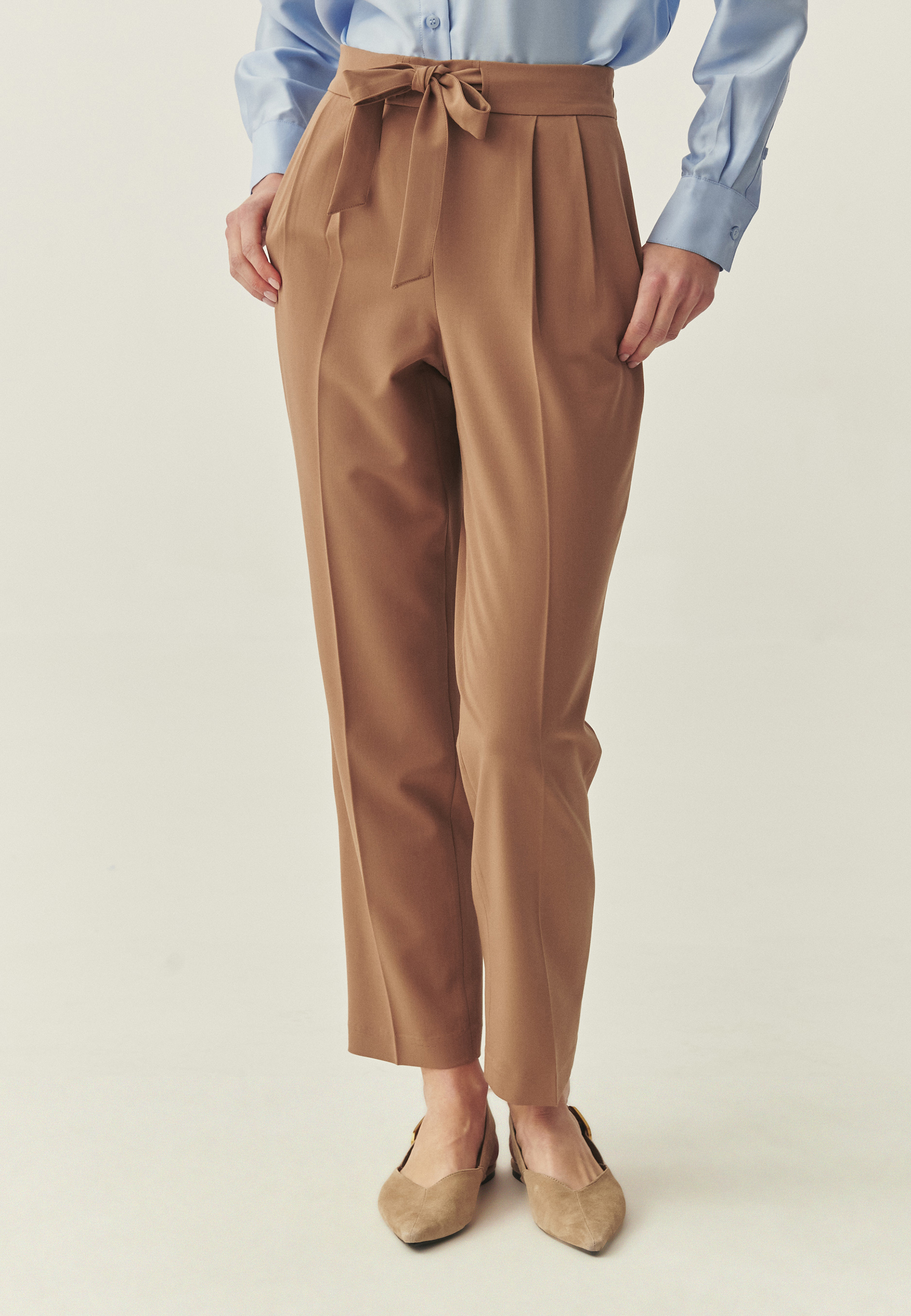 TKANINOWE SPODNIE Z PROSTĄ NOGAWKĄ - SELENKO