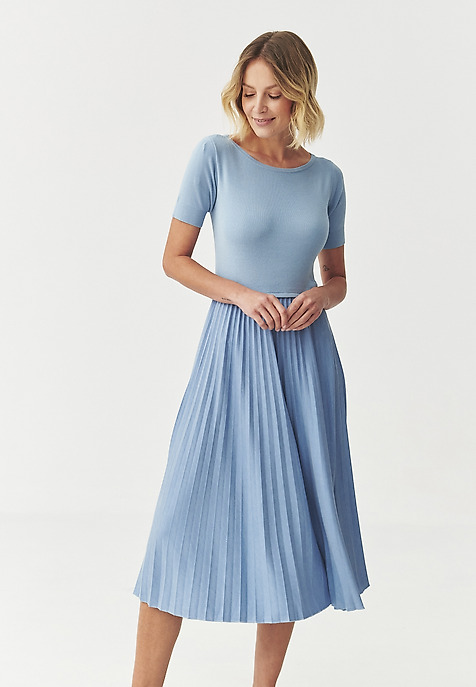 PLEATED DRESS - BELLO BLUE 2