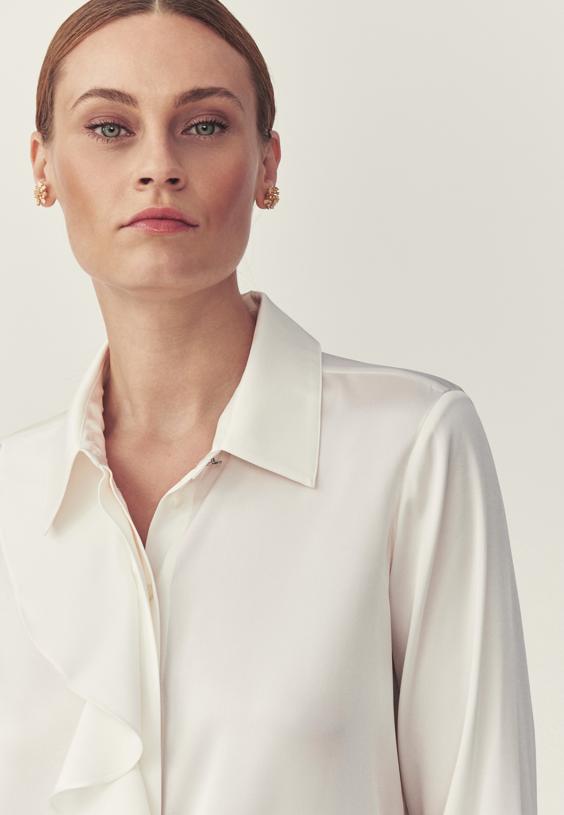 SATYNOWA KOSZULA Z JEDWABIEM - SILIKA ECRU 2