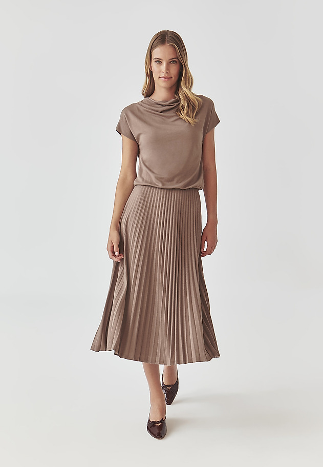 LADIES’ MIDI DRESS WITH WATER NECKLINE - JESSY LADIES’ MIDI DRESS WITH WATER NECKLINE - JESSY BEIGE 1