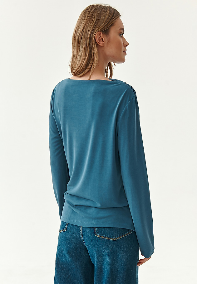 LADIES' DRAPED BLOUSE MEWOKO LADIES' DRAPED BLOUSE MEWOKO BLUE 2