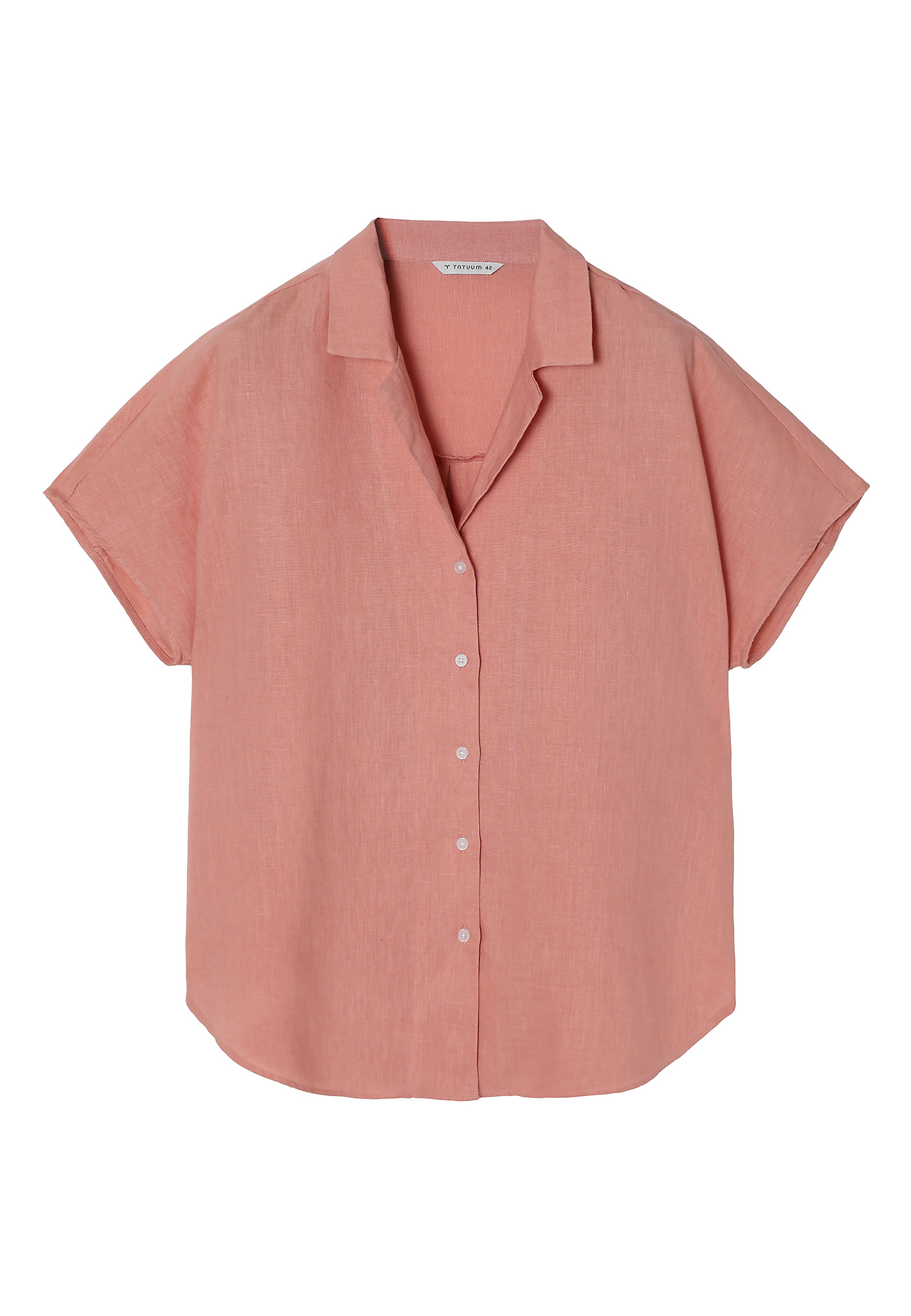 LNIANA KIMONOWA KOSZULA DAMSKA Z MINI RĘKAWKIEM - KIMO LNIANA KIMONOWA KOSZULA DAMSKA Z MINI RĘKAWKIEM - KIMO RÓŻOWY 106342