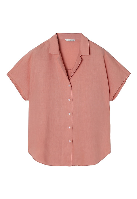 LNIANA KIMONOWA KOSZULA DAMSKA Z MINI RĘKAWKIEM - KIMO RÓŻOWY 2