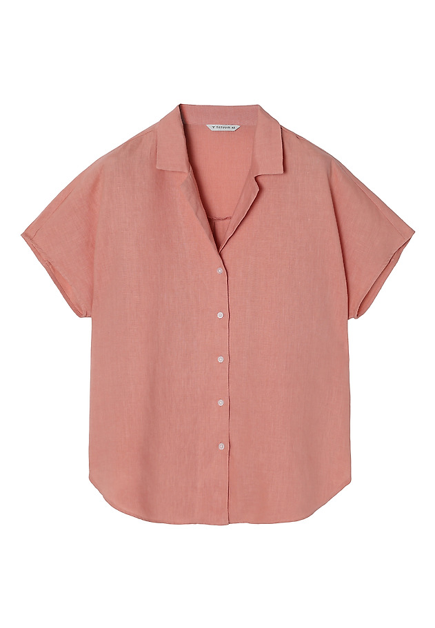 LNIANA KIMONOWA KOSZULA DAMSKA Z MINI RĘKAWKIEM - KIMO LNIANA KIMONOWA KOSZULA DAMSKA Z MINI RĘKAWKIEM - KIMO RÓŻOWY 6