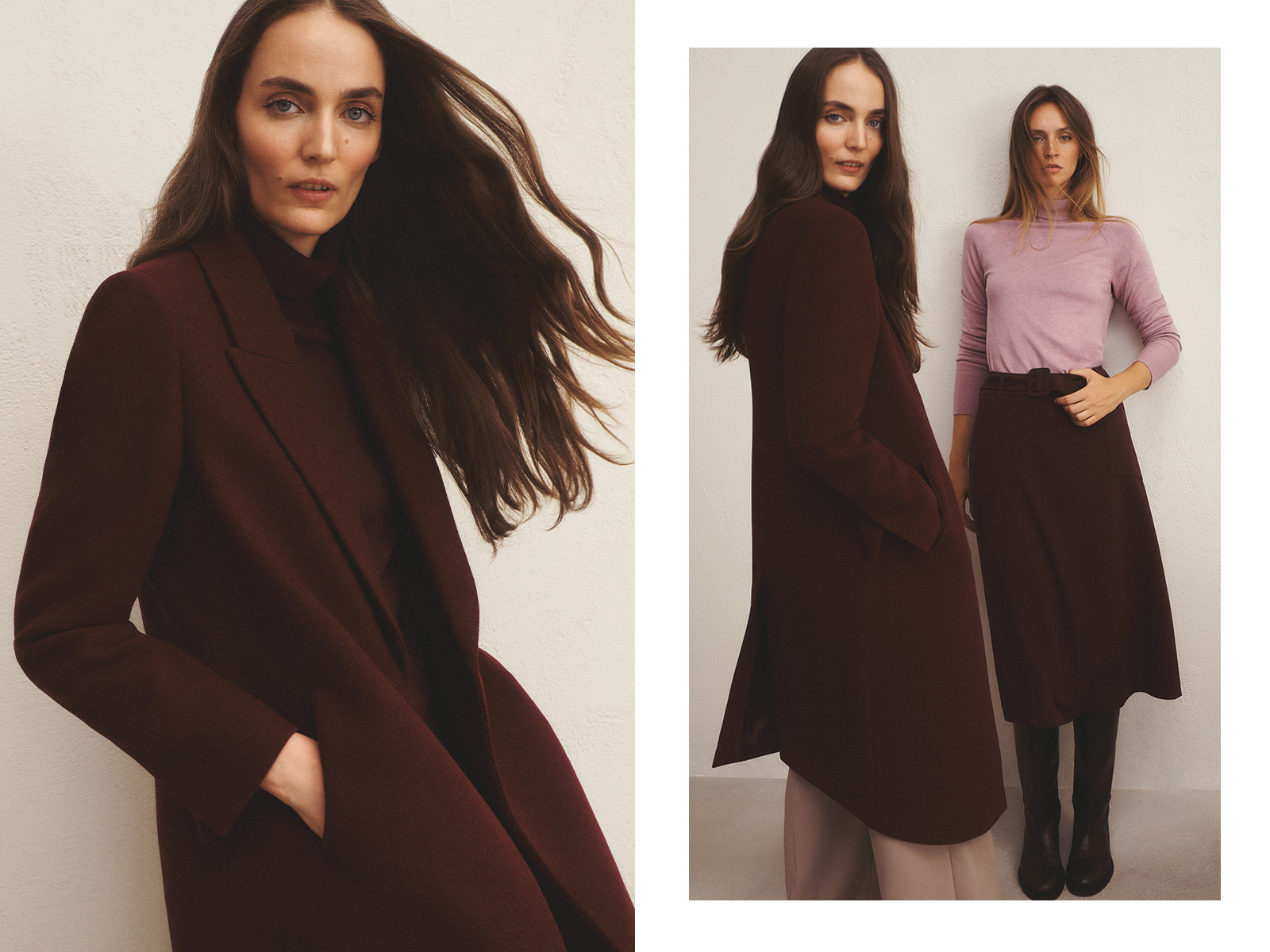 o femeie în haină, o altă femeie în fustă lungă și bluză