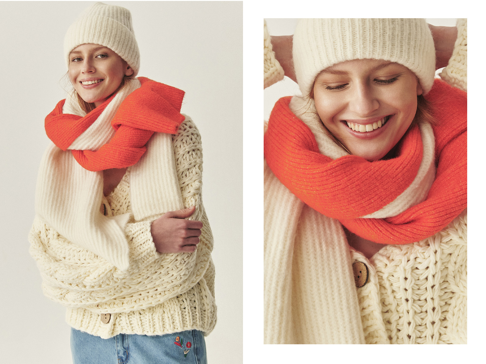 o femeie zâmbitoare îmbrăcată cu o jachetă, pălărie și eșarfă