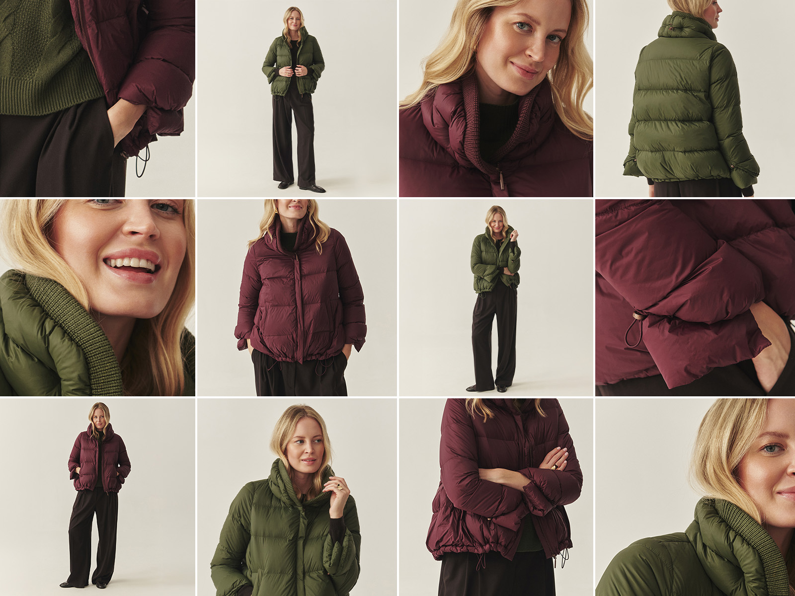 mozaika ze zdjęć kobiet w kurtkach