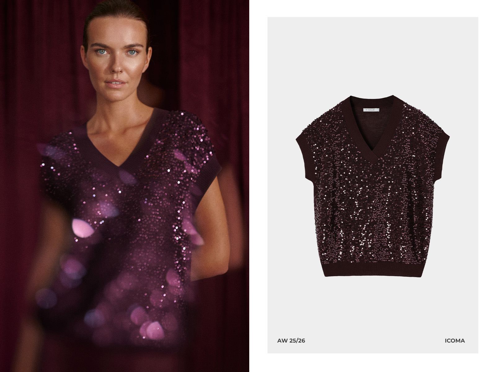 FEMEIE ÎMBRĂCĂMÂNTATĂ CU UN PULOVER CU PAILETE