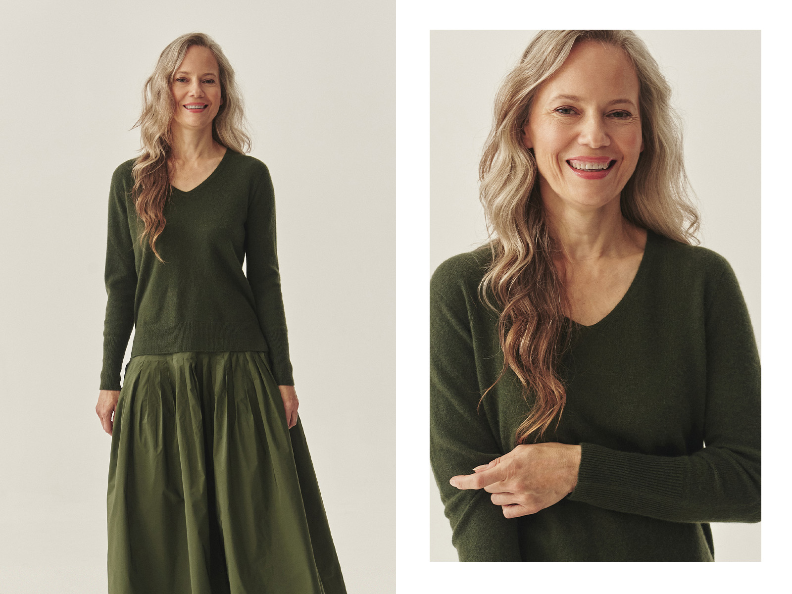 o femeie zâmbitoare într-o rochie lungă