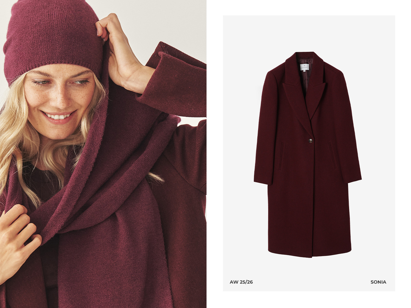 kobieta w płaszczu, czapce i szaliku