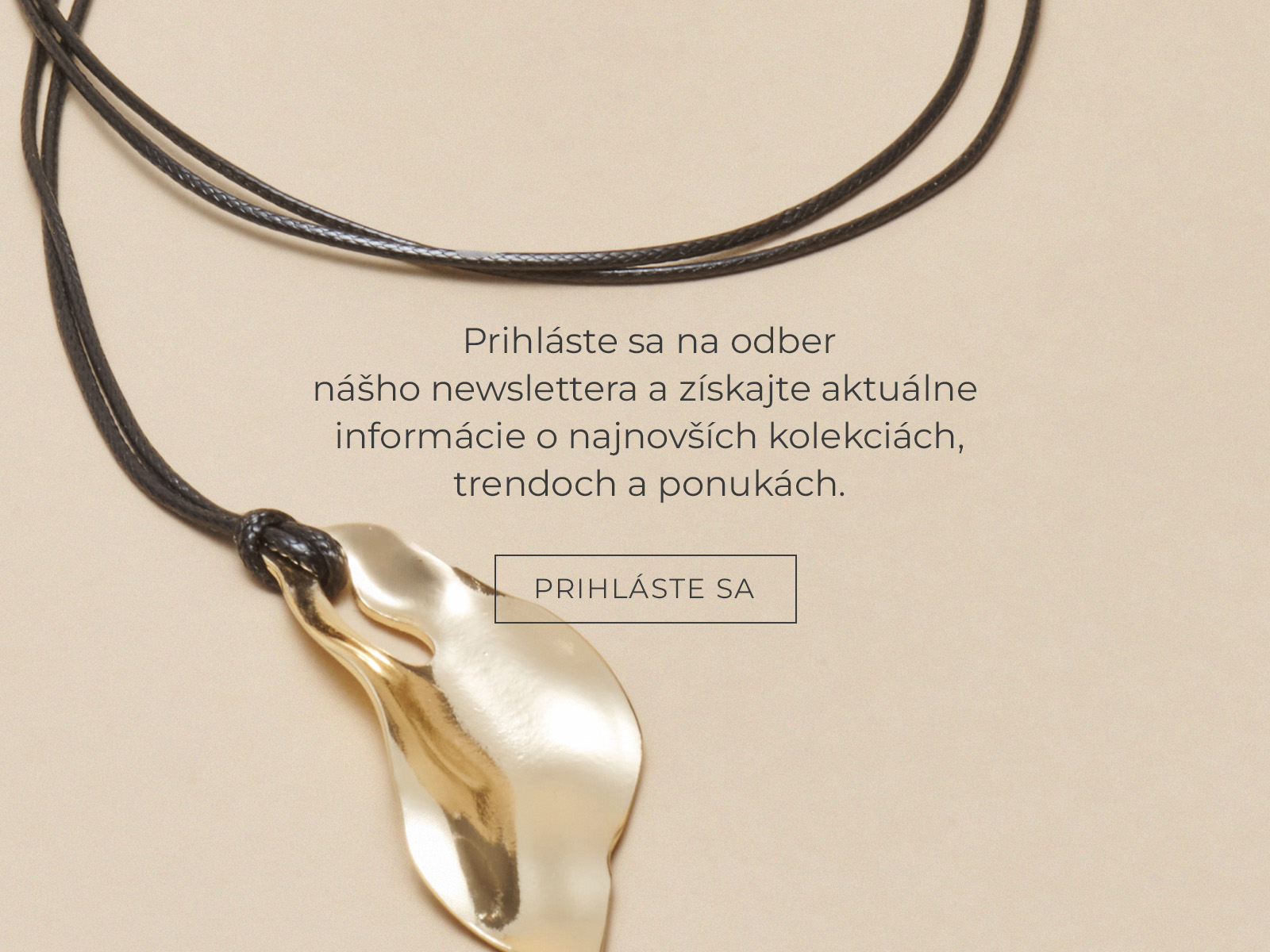 fotografia náhrdelníka a nápis s odberom noviniek