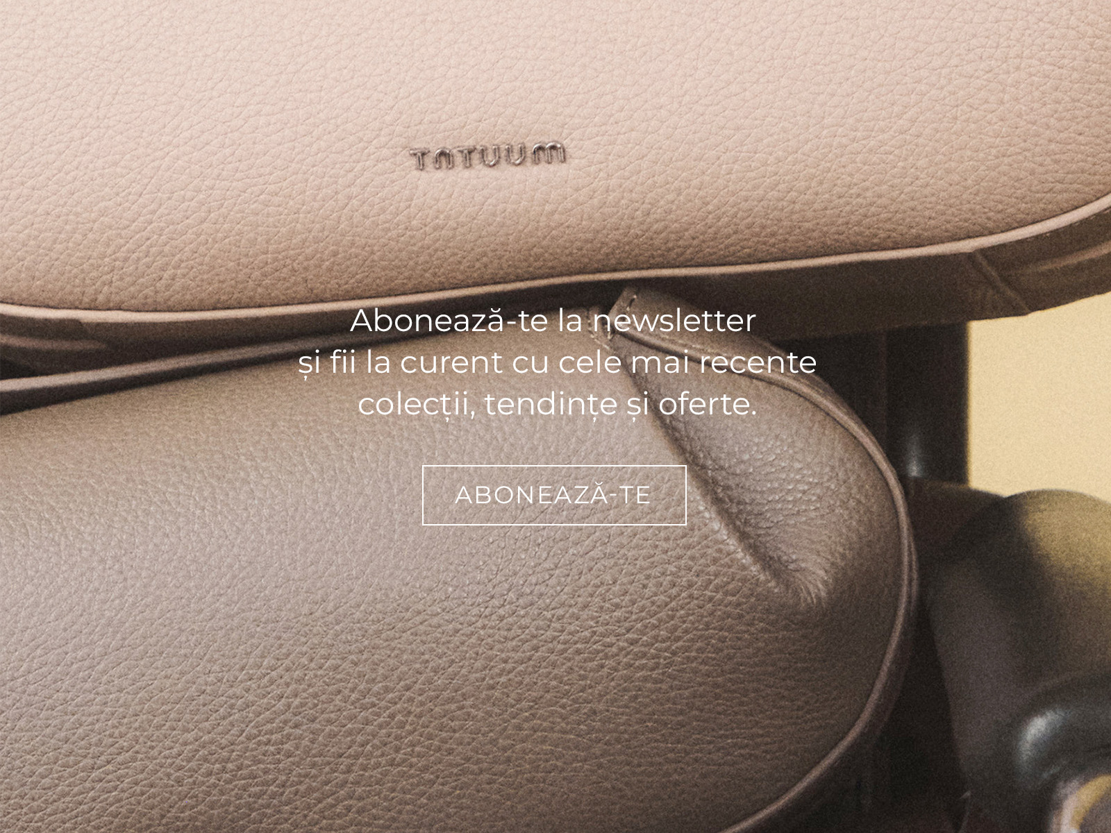 o geantă și un mesaj care încurajează abonarea la newsletter